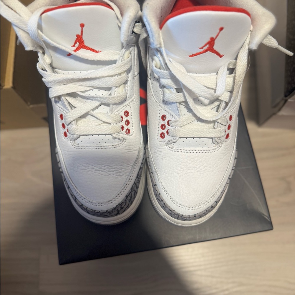 Jordan White and Red Classic Sneakers